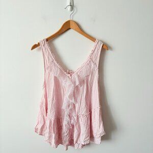 Free People Lacey Ruffle Tank Top Light Pink Size Medium